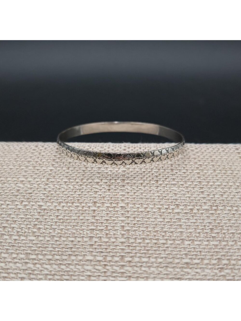 8 Inch Sterling Silver DANECRAFT Double Row Heart Bangle Bracelet B1414